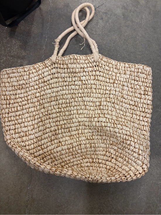 Handbags - Gold shimmer neutral Woven Straw Tote Bag in Natural Cream boho gypsi